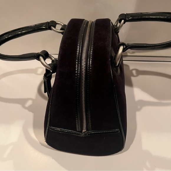 Black Vintage Juicy Couture Purse Bowler Bowling Bag Velour Satchel Y2K - Picture 3 of 13